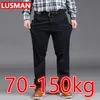 Fat Men Casual Pants Plus Size 34 50 Trousers Black Long Stretch Fabric Loose Baggy Big for 70 150kg 231220