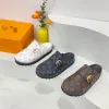 Designer Slipper gezellige platte sandalen kalfsleer muildieren klompen denim letter afdrukken comfort casual schoenen platform