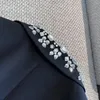 Women's Suits 2023 Autumn/winter Diamond Studded Double Breasted Heavy-duty Nail Shawl Collar Woman Suit Jacket