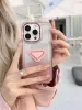 Designer Casos de telefone de couro para iPhone 13 Pro Max Diamond Designers Women Gradiente Tampa de impressão colorida Caso de proteção de casca móvel rosa