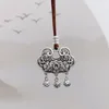 Ketten 925 Silber aushöhlen Pfingstrose Blume Quaste Halskette für Frauen verstellbar und exquisite lange Ruyi Schloss Anhänger Retro-Stil Schmuck