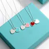 2024 Designer T Family Classic Double Love Enamel Pendant Tri Color Heart en forme de collier Collier Collier