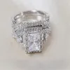 Toda la configuración de pavé profesional joyería 925 plata esterlina zafiro blanco corte princesa diamante simulado boda nupcial mujeres298j
