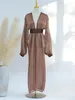 Abbigliamento etnico Fashioni lucido in tessuto Spegnere Daimonds Open Kimono con tela Kuwaiti islamica Dubai saudita donna marocchina kaftan