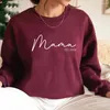 Kadın Hoodies Mama Est 2024 Sweatshirt Anneler Günü Hediyesi Kadınlar Uzun Kollu Crewneck Sweatshirts Kişiselleştirilmiş Hoodie Mom Gündelik Tops