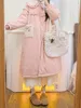 Women's Trench Coats Mori Girl Pink Cute Doll Collar Loose Thick Winter Cotton-Padded Jacket Coat