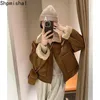 Maillard Style Motorcycle Suit Suit Lamb Wool Wool Winter Winter Shicked Warm Short Lose Discual Success Closey 231221