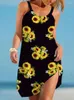 Casual Dresses Summer Fashion Print Holiday Beach Dress for Women 2024 Sexig rem ärmlösa lösa mini damer sundress vestidos