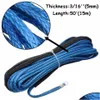 Travel Roadway Product New 1Pcs Blue 15M 5Mm Synthetic Fiber Strand Off-Road Towing Winch Rope 7700 Lbs For Most Car Suv Atv1716 Drop Dhn2D