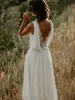 الدانتيل شفاف الظهر فستان زفاف رخيصة بوهيميا البوهيمي البسيطة فساتين العروس شيفون