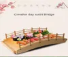 Блюда, тарелки, суши, лодка в японском стиле, деревянная арка, мост, посуда, свежие морепродукты, сашими, блюдо для приготовления пищи, тарелка с драконом4694336
