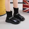 Bow Autumn Winter Kids Fashion Sneakers For Children's Socks Stretch School Söta sko Ankle Boots For Kid Girl Big Girls 12 231221