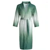 Womens Sleepwear Gradient Couple Waffle Robe Soft Kimono Gown Loose Bathrobe Male Casual Nightwear Oversize Home Clothes