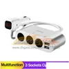 Billaddare CC435 3 Sockets Cigarettändare Adapter Splitter 2 USB Car-laddare med digital skärmspänning Mätare Mobiltelefoner Dropp DH5CI