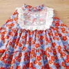 Vestidos da menina da criança meninas vestido de impressão floral primavera outono crianças rendas remendo guarnição babados casual vestido de manga longa crianças roupas novas