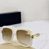 Vintage Square Sunglasses Legends 607 Cream Gold Mirror Hommes conduisant des verres hip hop féminins de mode de mode pour les sports de vacances S252K