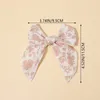 Hårtillbehör 3PC Floral Prints Bow nylon pannband baby flickor boho hoops barn blomma hårnålar barn elastiskt hårband