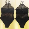 Tragen Sie Mesh-Badeanzug für Damen, Stehkragen, Kreuzbandage, Monokini, Push-up-Bikini, hochgeschnittene Badebekleidung, sexy Bodysuit, Badeanzüge