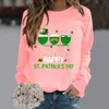 Women's Hoodies Fashionable Round Neck Casual Green Wine Glass Print Long Sleeve Top Sweatshirt