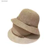 Шляпы с широкими полями Панама Новая женская шляпа от солнца Простая льняная дышащая освежающая шляпа Летние путешествия Солнцезащитный крем Солнцезащитная лента Украшение Складная соломенная шляпа GiftL231221