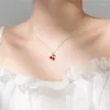 Pendants WYEAIIR 925 Sterling Silver Red Diamond Lovely Mini Cherry Fresh Student Gift Fine Jewelry Luxury Female Necklace