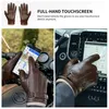 OZERO Mens Fashion Warm Gloves Genuine Leather Touchscreen Waterproof Winter Business Driving Sports Full Finger Gloves 5022 231221