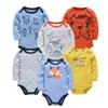 Kavkas Baby Boys Girls Bodyuuit 6 PCS 3 Maniche lunghe 100 abiti di cotone 0 12 mesi abiti da salto nati 231221