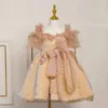 Children Prom Dress ChicTulle Off The Shoulder Gold Sequined Princess Dresses Kids Girls Party Performance Costume Ball Gown2023 231221