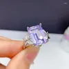 Cluster Rings Colife Jewelry 925 Silver Gemstone Ring 10mm 14mm Emerald Cut Natural Lavender Amethyst Fashion