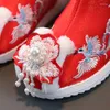 Stiefel bestickt Tuch Prinzessin Mädchen Winter Plüsch warme Schuhe des Jahres Vintage Hanfu bequeme Wohnungen ethnische gepolsterte Botas