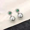 أقراط طوق Ventfille 925 Sterling Silver Circle Pearl Carring for Women Zircon Geometry Banquet Classical Jewelry Drop