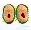 Slippers Winter Women's Home Cotton Shoes Soft Velvet Warm Boots Fun Design Hamburger Indoor Silent Cloth Sole Couple