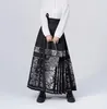 Jupes broderie hanfu face à cheval jupe femmes tissage or chinois traditionnel plis vintage noir plus taille mamianqun