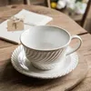 Retro ruw aardewerk keramische drinkware water thee te pull bloem latte grote mond ontbijt dessert home decor koffie mok set 231221