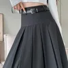 Röcke Damen Hohe Taille Anzug Langer Rock Elegant Einfach Klassisch Lässig Vintage Solide Y2k A-Linie Plissee