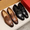 Luxury Dress Shoes Men äkta läder gentleman retro brun svart designer loafers skor klassiska bröllopskontor affärsformella skor