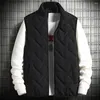 Gilet da uomo Gilet da uomo invernale Giacca senza maniche imbottita in cotone con cerniera Cappotto con colletto alla coreana per abbigliamento casual addensato caldo solido