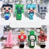 Spela My World Soft Rubber Keychain Pendant Keychain Car Pendant Cartoon Doll PVC Building Block Doll Nyckelring