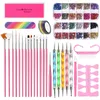 Kits d'art d'ongle Dunfuli 15pcs pinceaux peinture stylo ensemble décoration paillettes diamants fichier de polissage ensembles de salon professionnel