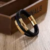 Bracelets de charme MKENDN Luxe Véritable Cuir Chance Infinie Symbole Mens Bracelet En Acier Inoxydable Boucle Couple Bracelets Bijoux Goutte