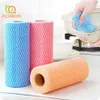 50Pcs Roll Non-Woven Fabric Washing Cleaning Cloth Towels Kitchen Towel Disposable Striped Practical Rags Wiping Souring Pad281A