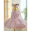 Moda kız bebek prenses bling tüy elbise bebek toddler çocuk bow vestido parti pageant doğum günü balo elbisesi 12m 14y 231221