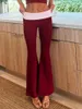 Pantalons pour femmes Chic Femmes Évasées Casual Contraste Couleur Taille élastique Bell Bottoms Soft Sport Yogo Bootcut Capris Pantalon Streetwear