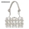 Knothandtag Rhinestones Evening Acrylic Clutch Bag Designer Clear Shoulder Bag Crystal Diamonds Dinner Party Wedding Purse 231220