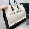 linen designer tote bag trendy women's large handbag rive tote bags canvas shopping bag woman luxurys handbags big beach bag travel underarm shoulder bag purse