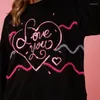 Women's Hoodies 2024 Love You Stampare abiti per San Valentino Abiti da donna Farna Pink Crewneck Valentine Shirt