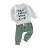 Kläduppsättningar småbarn Baby Boy St Patricks Day Outfit Clover Letter Sweatshirt T-shirt Topps Pants Set Spring Fall Clothes