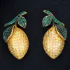 Boucles d'oreilles de citron jaune mignon luxueux pour femmes Fine bijoux Full CZ Boucles d'oreilles de mariage CZ Gift 231221