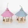 Other Bird Supplies Hanging Wooden Feeder House Birdhouse Parrot Cage Nest Outdoor Garden Window Seed Food Holder