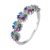 Cluster Ringen Mode Kleurrijke Kristallen Ring Voor Vrouwen Zilver Kleur Met Vrouwelijke Charme Bruids Bruiloft Sieraden Cadeau